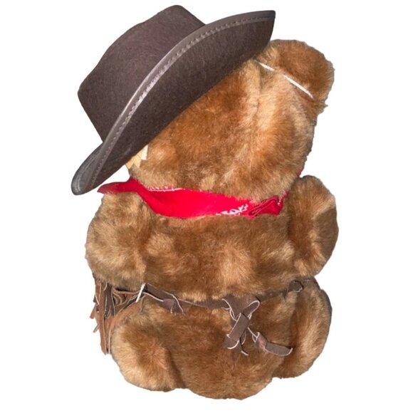 Cowboy Teddy Bear By Dakin With Hat & Bandana Plush Toy Collectible 12" Vintage - Picture 3 of 13